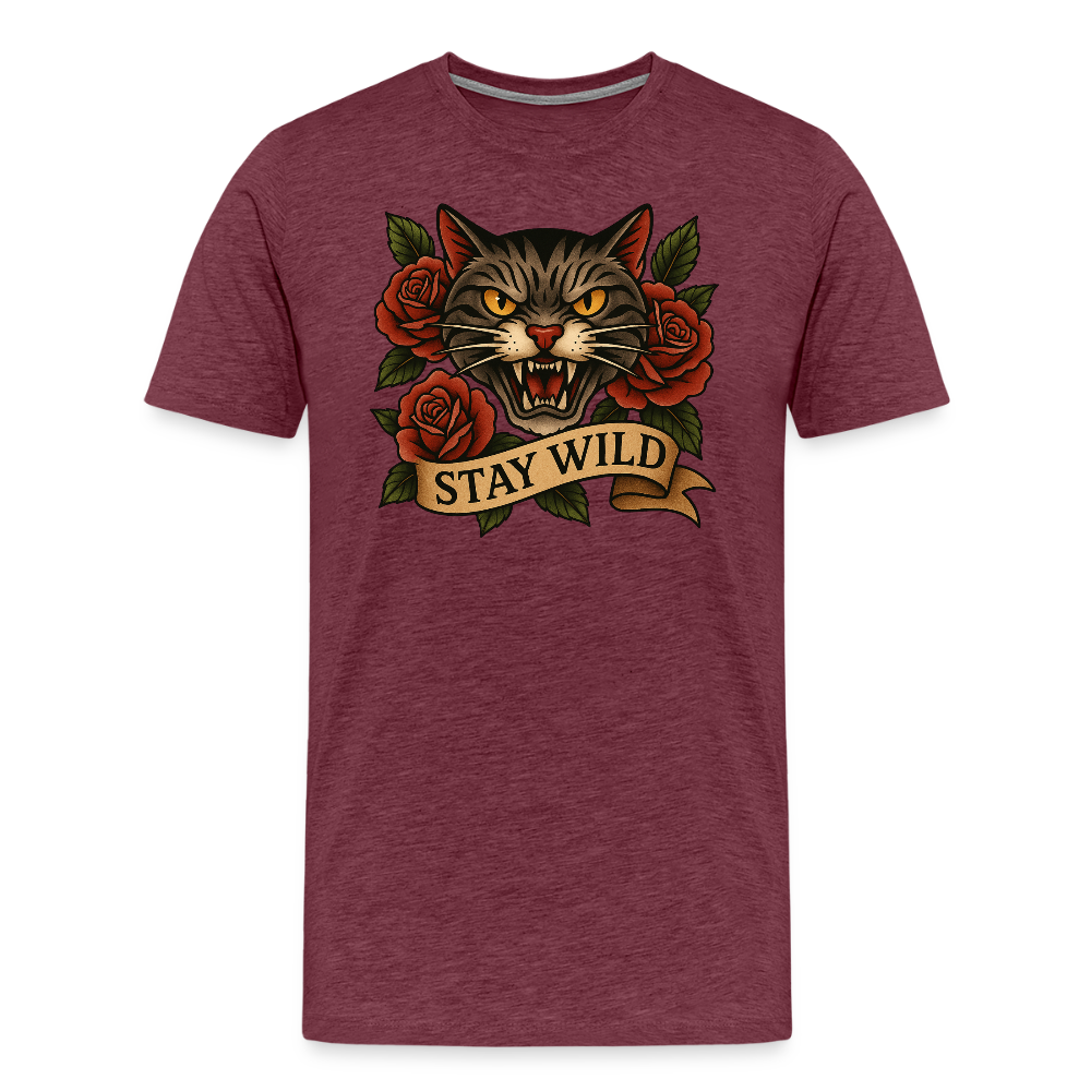 Männer Premium T-Shirt - Bordeauxrot meliert