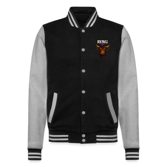 College-Sweatjacke - Schwarz/Grau meliert